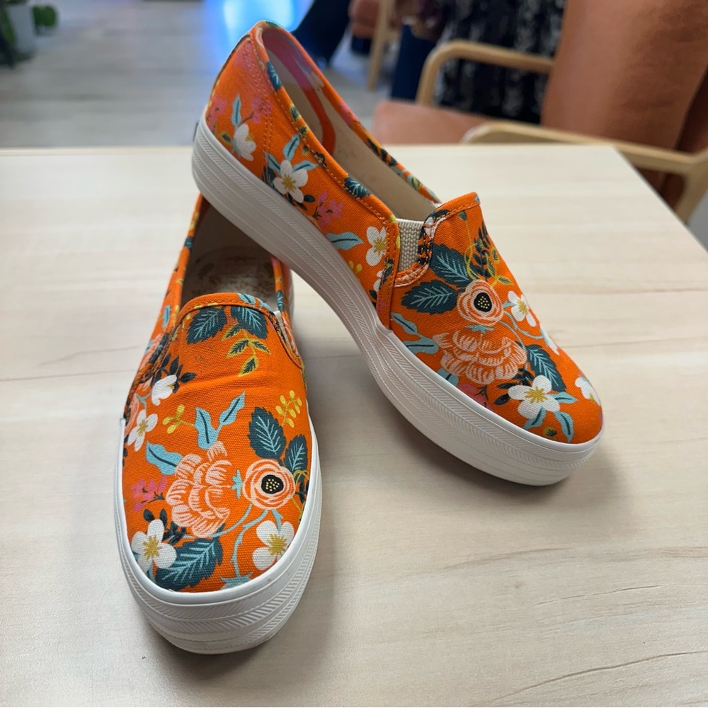 Keds X Rifle & Paper Co Floral Orange Slip-On Sneakers
